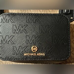 Michael Kors Small Black Card Case Pouch Travel Jewelry Case MK Logo